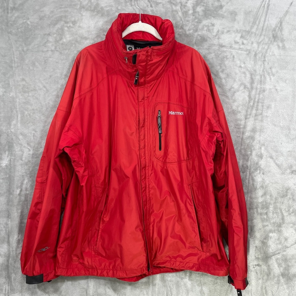 Vtg Marmot Nylon Mesh Lined Outdoor Hiking Jacket Men's Size XL Red STAINED!